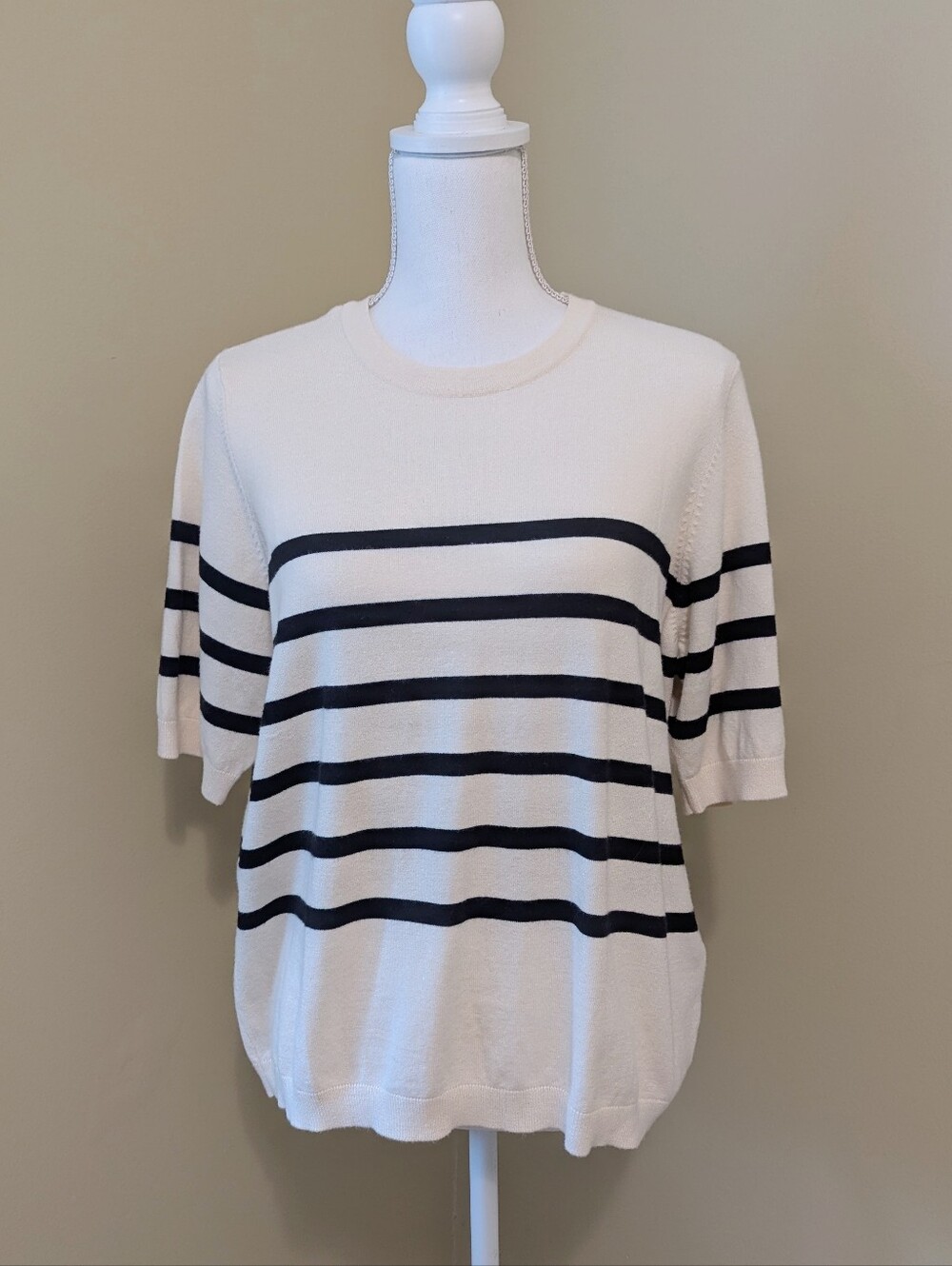 Vero Moda Cream Top with Black Horizontal Stripes